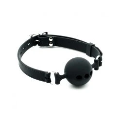 Bâillon Noir Avec Balle Perforée En Silicone Taille S - BDSM By Paradise Boutik