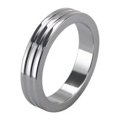 Cockring Plat Avec Rainures En Acier Inoxydable - 10 Mm De Largeur